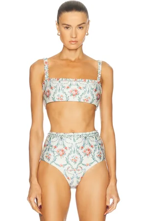 Agua by Agua Bendita Olmo Bikini Top in White,Pink