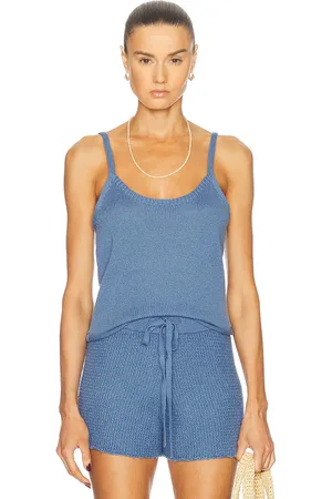 THE ELDER STATESMAN Nora Lite Cami Top in Blue