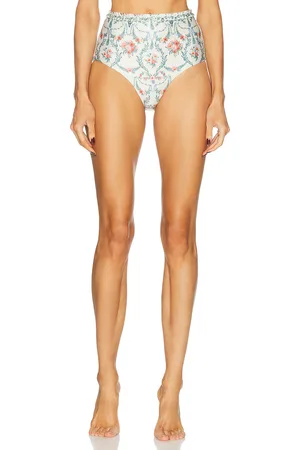 Agua by Agua Bendita Nopal Bikini Bottom in White,Pink