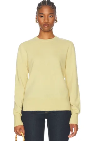 Totême Crew Neck Cashmere Knit Sweater in Yellow