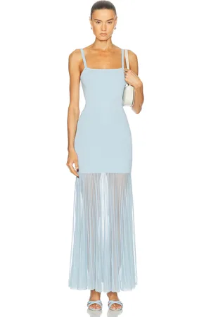 Nicholas Lyra Sleeveless Milano Stitch Midi Dress in Baby Blue