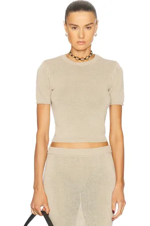SER.O.YA Clare Knit Baby Tee in Tan