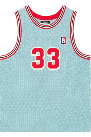 rice nine ten Knitted Basketball Tank Top in Baby Blue