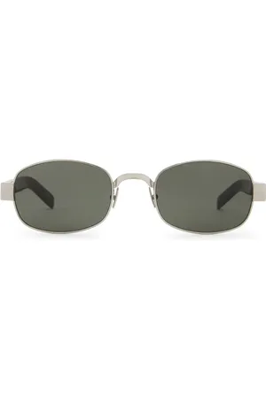 Saint Laurent Rectangular Sunglasses in Metallic Silver