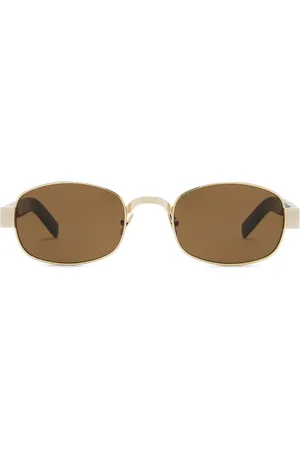 Saint Laurent Rectangular Sunglasses in Metallic Gold