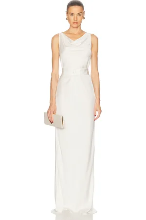 LAPOINTE Lightweight Satin Bias Belted Gown in