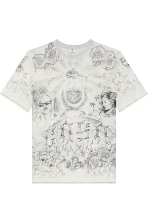 Casablanca Short Sleeve Printed Mesh Top in White