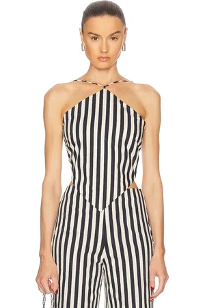 SIMON MILLER Kit Poplin Tie Top in Black,White