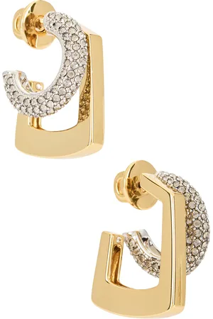 DEMARSON Tina Pave Earrings in Metallic Silver,Metallic Gold