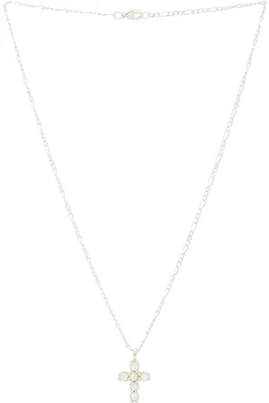 Maple Cross Chain Necklace in Metallic Silver