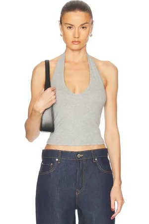 NILI LOTAN Britt Halter Top in Light Grey