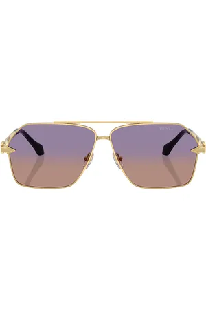 VERSACE Square Sunglasses in Metallic Gold