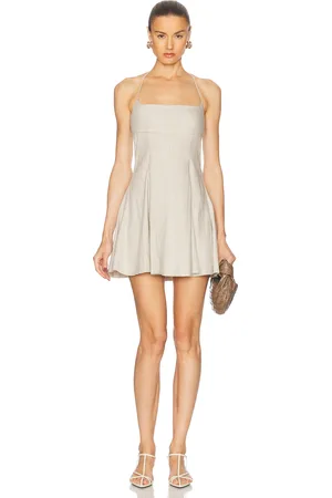 Staud Leone Linen Dress in Beige