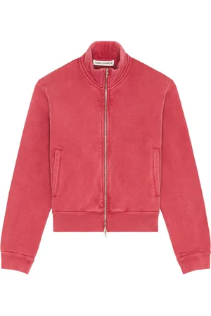 OUR LEGACY Mob Full Zip Mock Neck Sweatshirt in Red