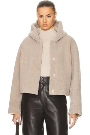 Nour Hammour Cooper Cropped Light Shearling Jacket in Light Grey