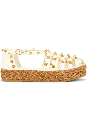 VALENTINO GARAVANI Rockstud Cork Espadrillas in Ivory