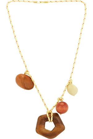 Timeless Pearly Wooden Charms Necklace in