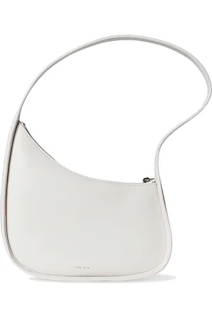 The Row Leather Half Moon Bag in White