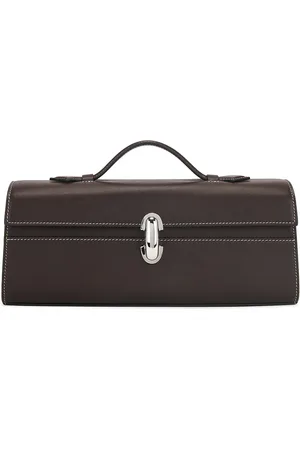 SAVETTE The Slim Symmetry Pochette Bag in Chocolate