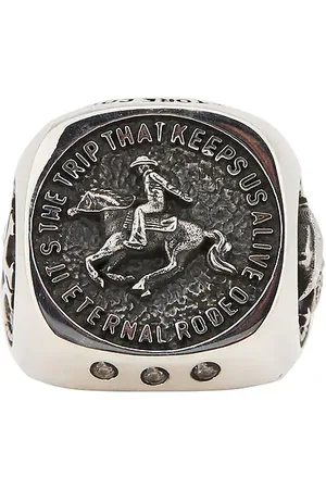 Maple Cowboy Signet Ring in Metallic Silver