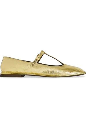 The Row Square T-strap Flat in Metallic