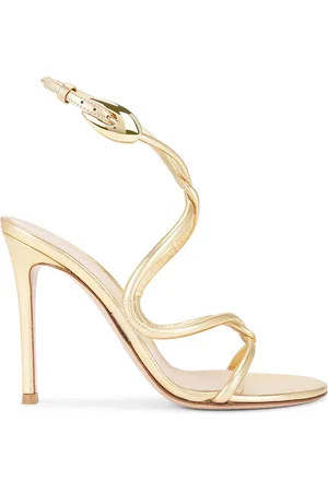 Gianvito Rossi Ankle Strap Sandal in Metallic Gold