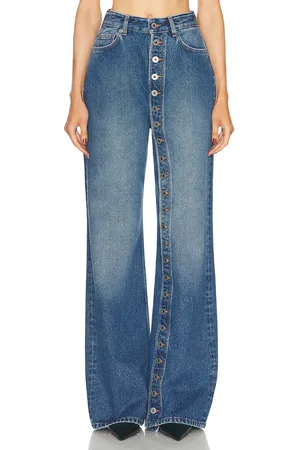 Jean Paul Gaultier One Leg Button Detail Wide Leg in Denim-Medium