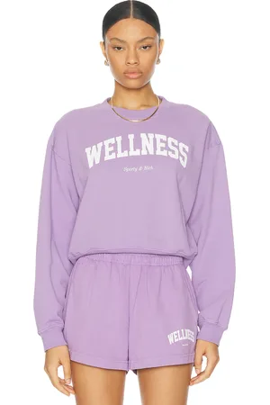 Sporty & Rich Wellness Ivy Cropped Crewneck Sweatshirt in Purple