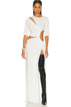 SID NEIGUM Gathered Slit Maxi Dress in