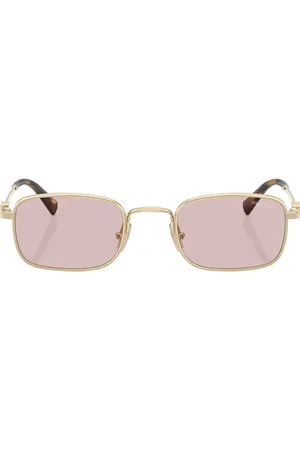 Miu Miu Rectangular Sunglasses in Metallic Gold