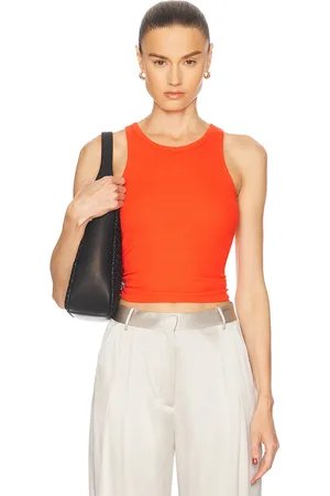 ÉTERNE High Neck Fitted Tank Top in Red