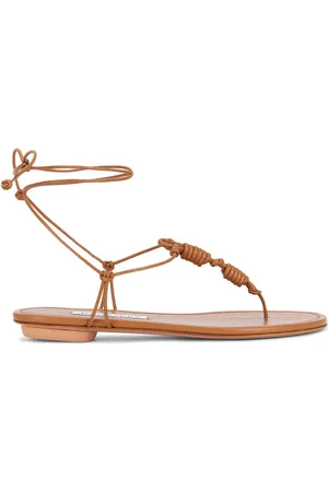 Aquazzura Oaxaca Thong Flat Sandal in Brown