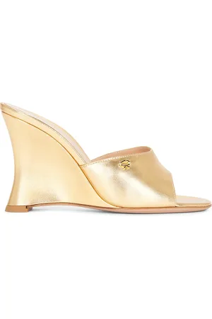 Gianvito Rossi Wedge Sandal in Metallic Gold