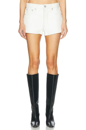 R13 5-Pocket Leather Short in White