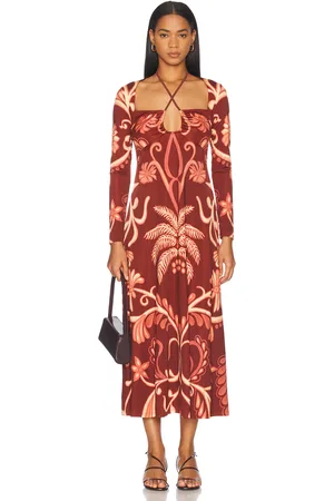JOHANNA ORTIZ Festive Performance Ankle Dress in Brick