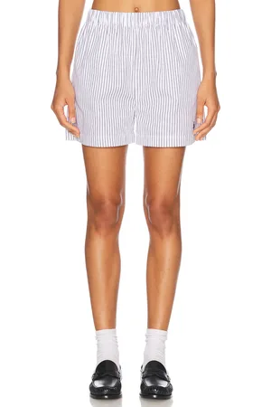 Sporty & Rich Poplin Short in White,Navy