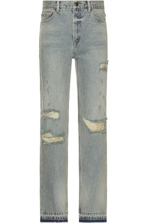 Midnight Distressed Denim Jeans in Blue