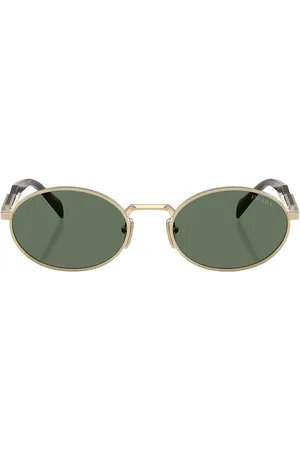 Prada Oval Sunglasses in Metallic Gold