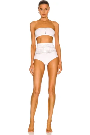 Alaïa Seamless Perforated Bikini Set in White