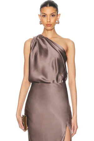 The Sei One Shoulder Drape Top in Grey
