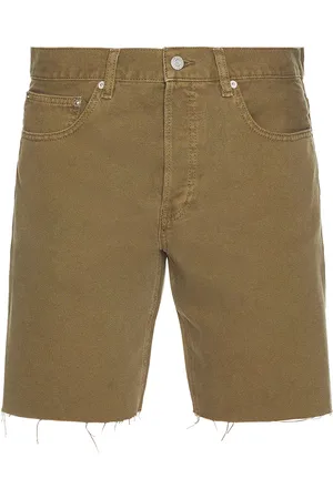 Frame Relaxed Undone Hem Denim Short in Brown