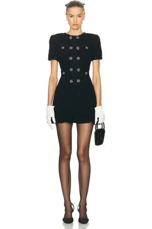 Self-Portrait Buttoned Knit Mini Dress in