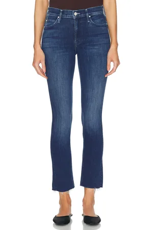 Mother The Mid Rise Dazzler Ankle Fray in Denim-Medium