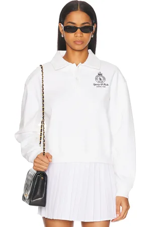 Sporty & Rich Crown Country Embroidered Cropped Polo Sweater in