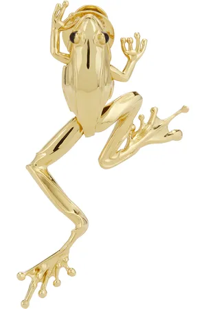 Bottega Veneta Frog Brooch in Metallic Gold
