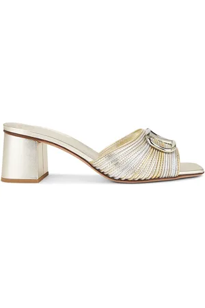 VALENTINO GARAVANI V Logo Signature Slide in Metallic Silver