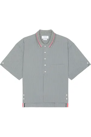 Thom Browne Seersucker Rugby Shirt in Grey