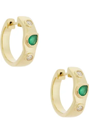 STONE AND STRAND Luxe Diamond Huggie Earrings in Metallic Gold