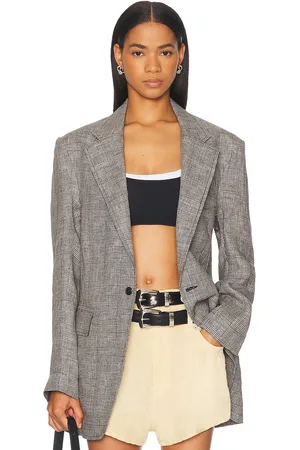 R13 Oversized Ragged Blazer in Grey