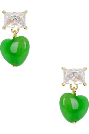 COMPLETEDWORKS Heart Bead & Cz Earrings in Green